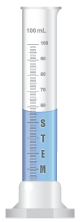 An image of a graduated cylinder with the word STEM spelled out on the side near the bottom.